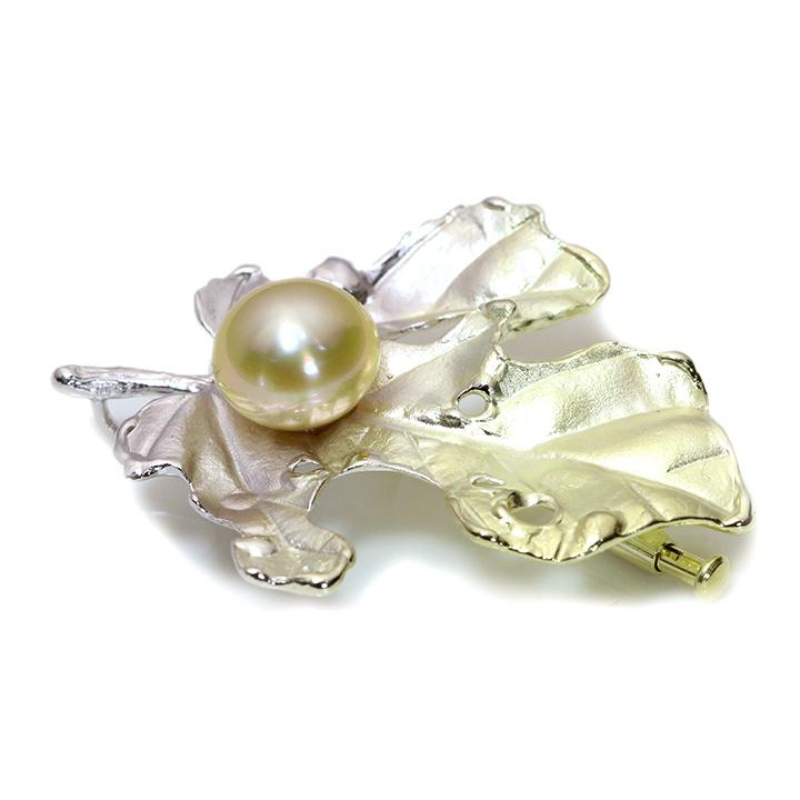 ギフト応援プライス 大粒11mm白蝶真珠 パール SV950 シルバーブローチ