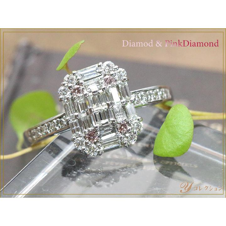 ピンクダイヤモンド＆無色ダイヤモンド 迫力と貫禄 合計0.455ct 角  