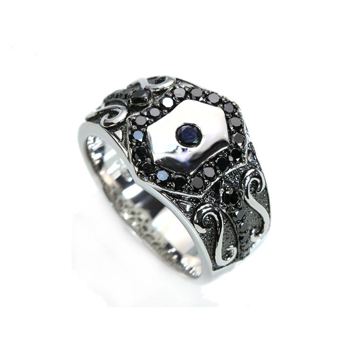 ブラックダイヤモンド0.85ct PT900 プラチナ リング メンズリング 指輪 