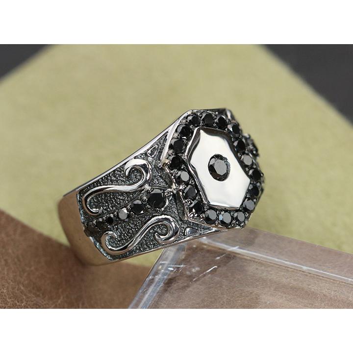 ブラックダイヤモンド0.85ct PT900 プラチナ リング メンズリング 指輪 
