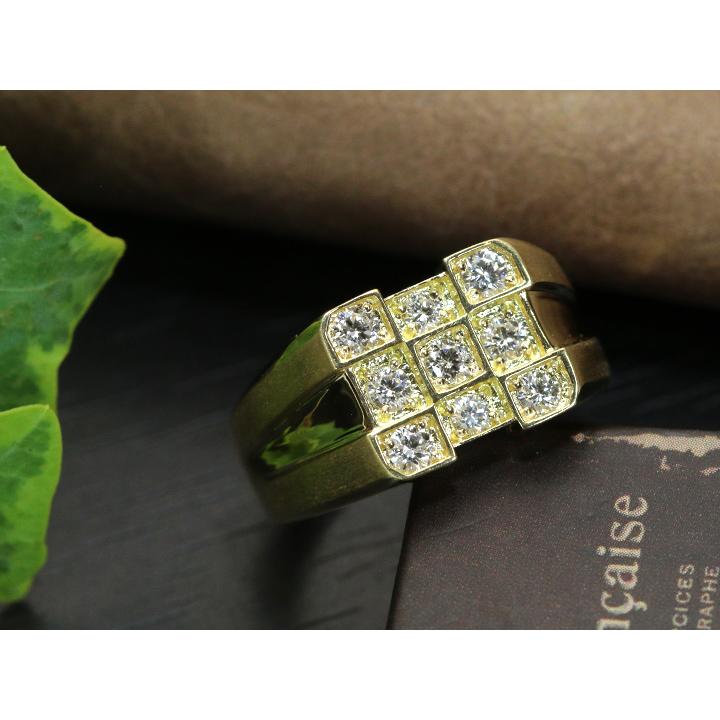 ダイヤモンド0.60ct 上質ダイヤ9石のダイヤが力強く煌めく K18YG  