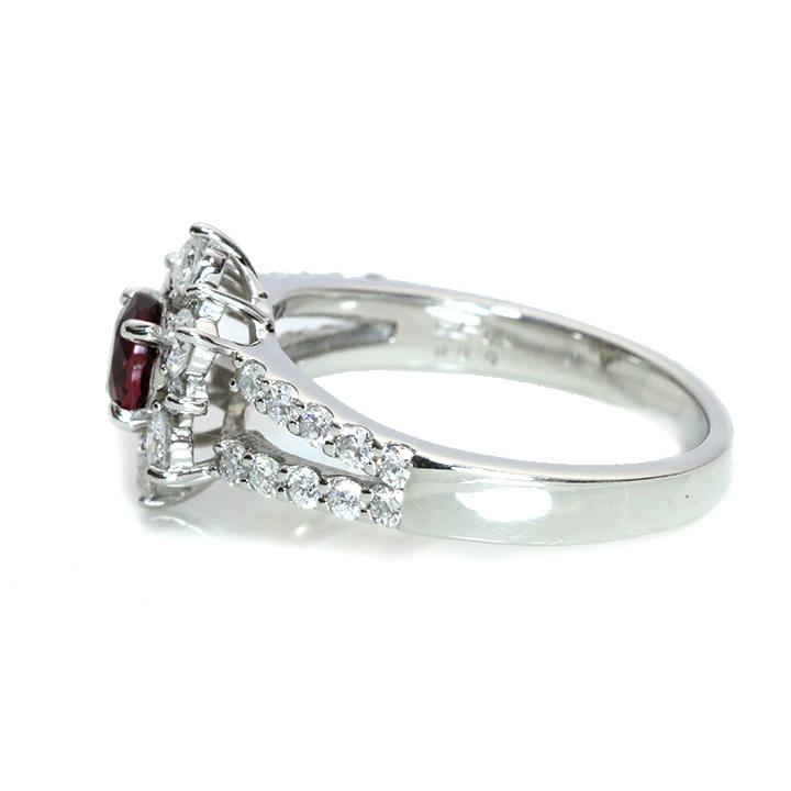 非加熱ルビー0.58ct 上質ダイヤモンド取り巻き0.73ct PT900 プラチナ
