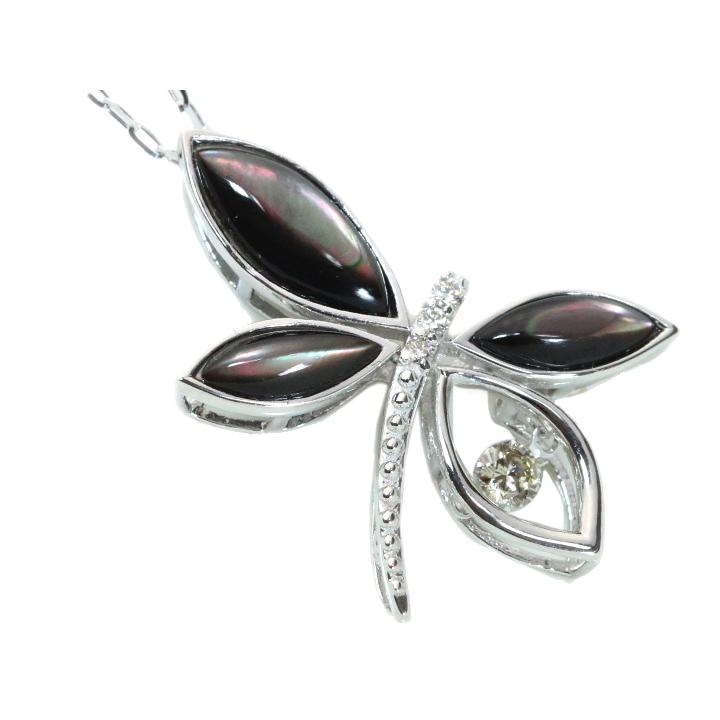 ダンシングストーンダイヤモンド0.10ct 黒蝶シェル トンボ ドラゴン 