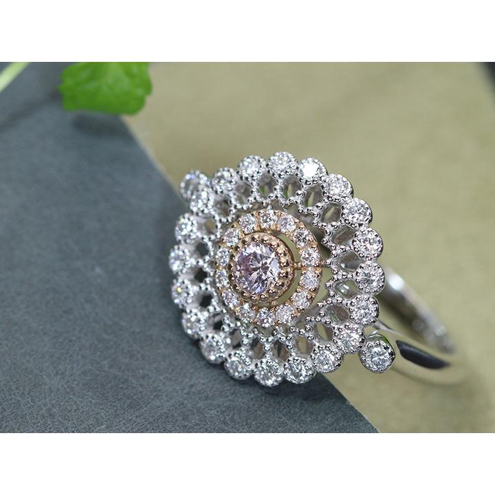 ピンクダイヤモンド 0.168ct FANCY LIGHT PINK SI2 万華鏡 レース PT 