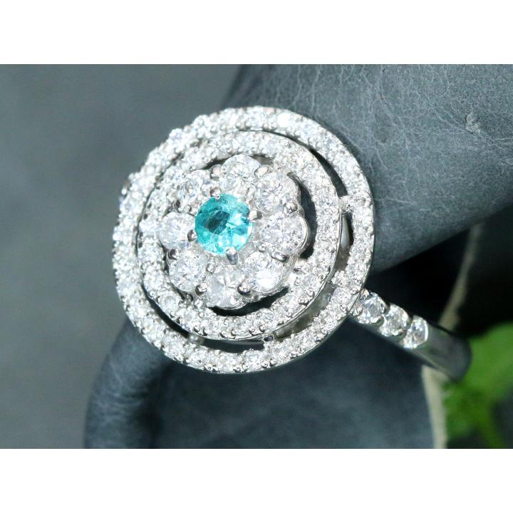 パライバトルマリン0.10ct 二重奏サークルデザイン ダイヤモンド