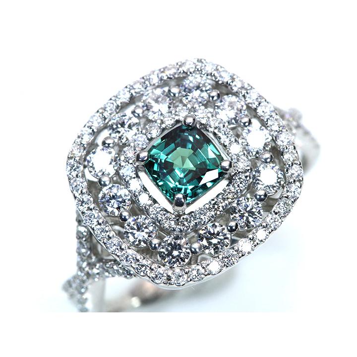 アレキサンドライト0.62ct ダイヤモンド0.90ct 個性的デザイン PT900