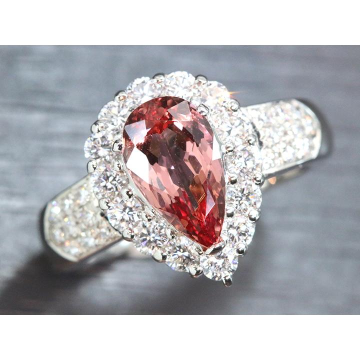 Pt900 インペリアルトパーズ ダイヤモンド リング 1.00ct D0.36ct