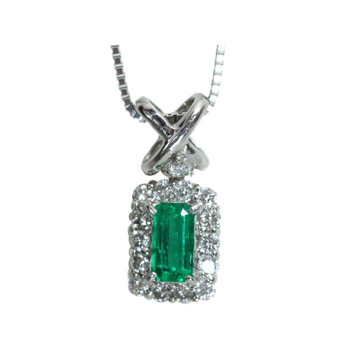 エメラルド 0.44ct スレンダーなシェイプ 明瞭なグリーン ダイヤ 