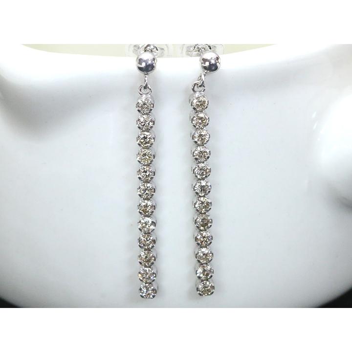 ダイヤモンド 合計0.5ct 24石のダイヤが連なり揺れる ピアス
