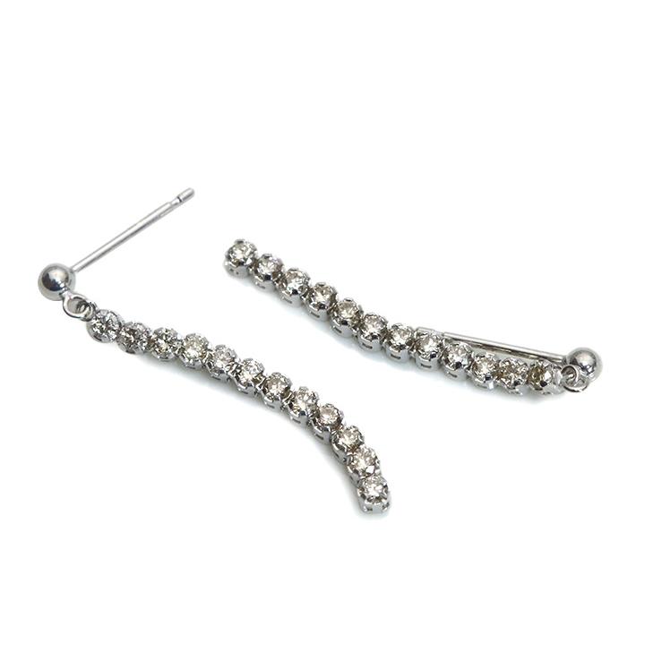 ダイヤモンド 合計0.5ct 24石のダイヤが連なり揺れる ピアス