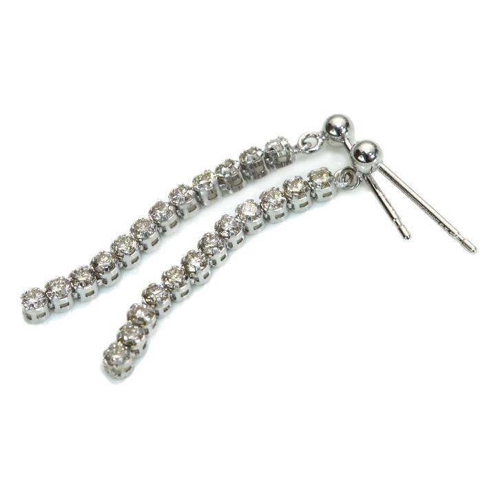 ダイヤモンド 合計0.5ct 24石のダイヤが連なり揺れる K18WGピアス