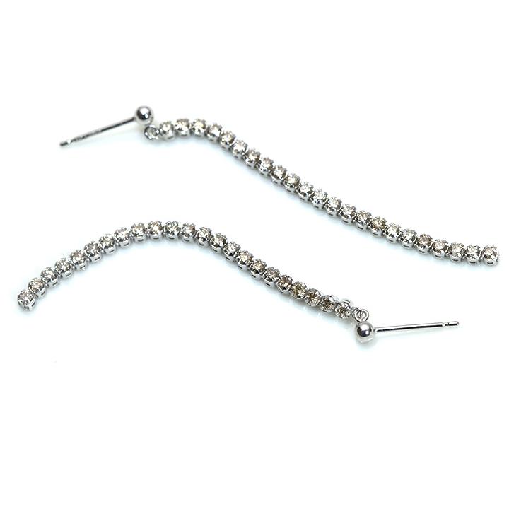 ダイヤモンド 合計1ct 1.00ct リッチな縦ライン 46石 K18WGピアス・イヤリング可 受注品の画像