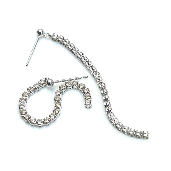 ダイヤモンド 合計1ct 1.00ct リッチな縦ライン 46石 K18WGピアス・イヤリング可 受注品の画像