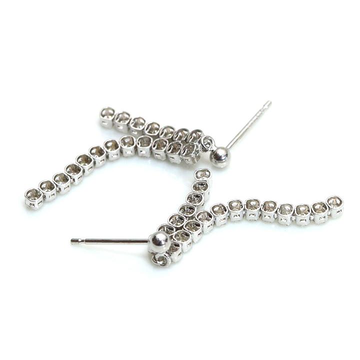 ダイヤモンド 0.8ct 2連に艶めく縦ラインが揺れて視線を奪う K18WG