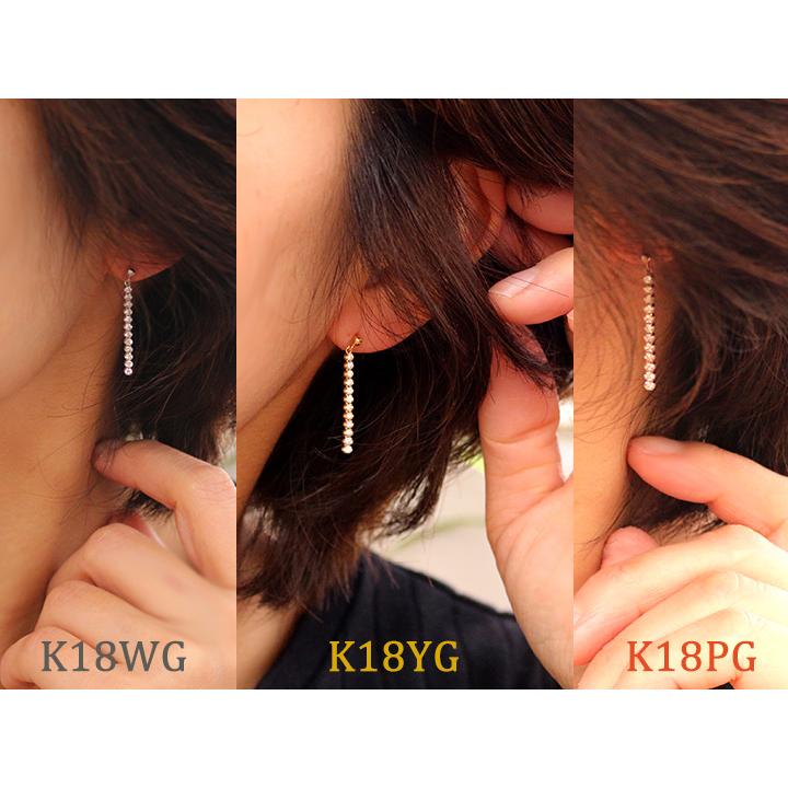 ダイヤモンド 合計0.5ct 24石のダイヤが連なり揺れる K18PGピアス・イヤリング可 K18YG/PG各素材対応可 受注品の画像