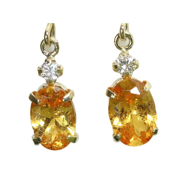 スペサタイトガーネット スペサルティンガーネット 1.20ct K18YGピアス  