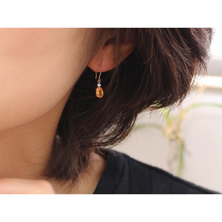 スペサタイトガーネット スペサルティンガーネット 1.20ct K18YGピアス  