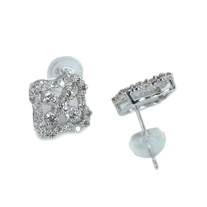 ダイヤモンド 合計0.66ct フラワーデザイン 煌めくダイヤモンドに視線が集まる K18WGピアス・イヤリン可 各種地金対応可 受注品の画像