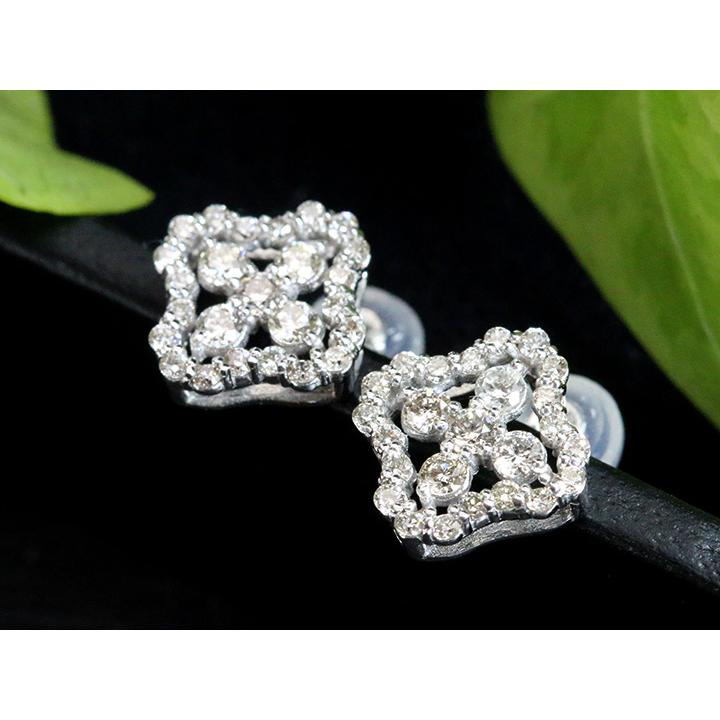ダイヤモンド 合計0.66ct フラワーデザイン 煌めくダイヤモンドに視線が集まる K18WGピアス・イヤリン可 各種地金対応可 受注品の画像