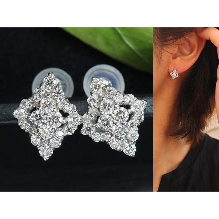 ダイヤモンド合計0.62ct ひし形にダイヤモンドがたっぷり煌めく 程よき  