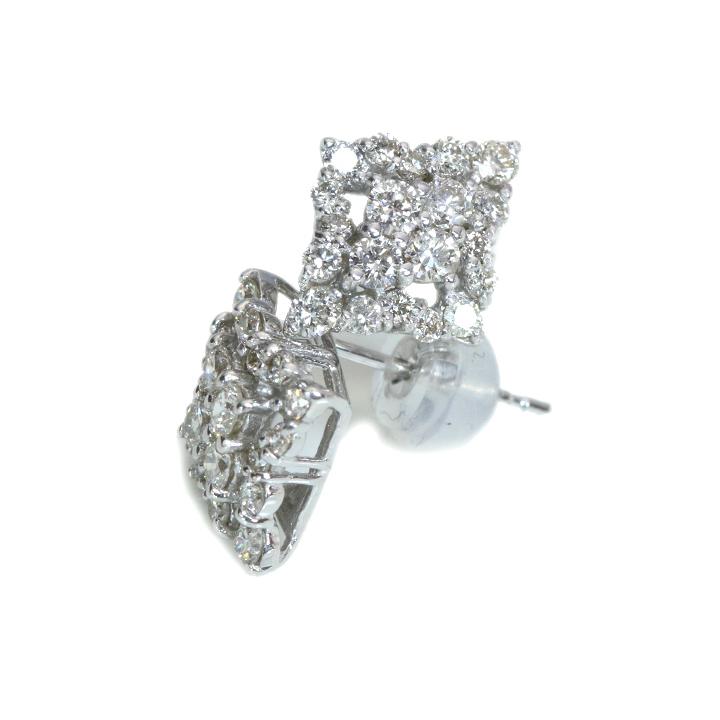 ダイヤモンド合計0.62ct ひし形にダイヤモンドがたっぷり煌めく 程よき華やか K18WGピアス・イヤリング可 各種地金対応可 受注品の画像