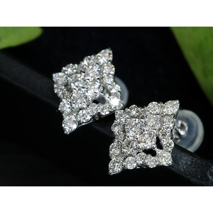ダイヤモンド合計0.62ct ひし形にダイヤモンドがたっぷり煌めく 程よき華やか K18WGピアス・イヤリング可 各種地金対応可 受注品の画像