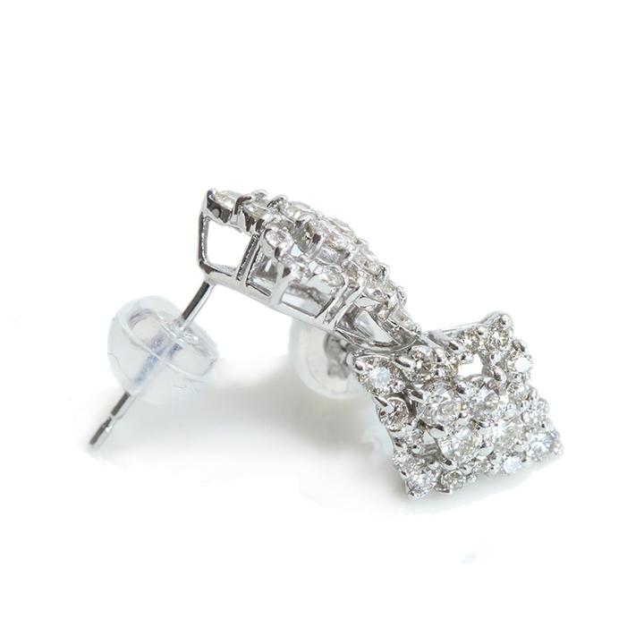 ダイヤモンド合計0.62ct ひし形にダイヤモンドがたっぷり煌めく 程よき華やか K18WGピアス・イヤリング可 各種地金対応可 受注品の画像