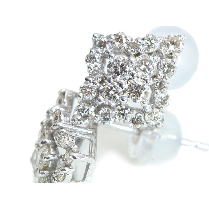 ダイヤモンド合計0.62ct ひし形にダイヤモンドがたっぷり煌めく 程よき華やか K18WGピアス・イヤリング可 各種地金対応可 受注品の画像