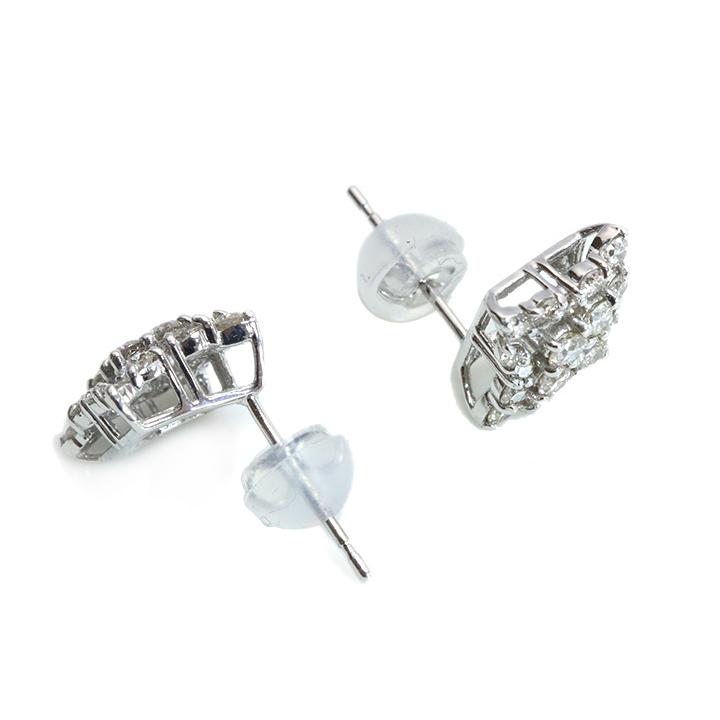 ダイヤモンド合計0.62ct ひし形にダイヤモンドがたっぷり煌めく 程よき華やか K18WGピアス・イヤリング可 各種地金対応可 受注品の画像
