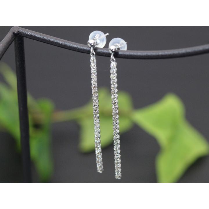 ダイヤモンド 合計0.6ct リッチな縦ライン 46石が揺れて煌めくPTピアス・イヤリング可 受注品の画像