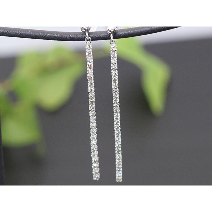 ダイヤモンド 合計0.6ct リッチな縦ライン 46石が揺れて煌めくPTピアス・イヤリング可 受注品の画像