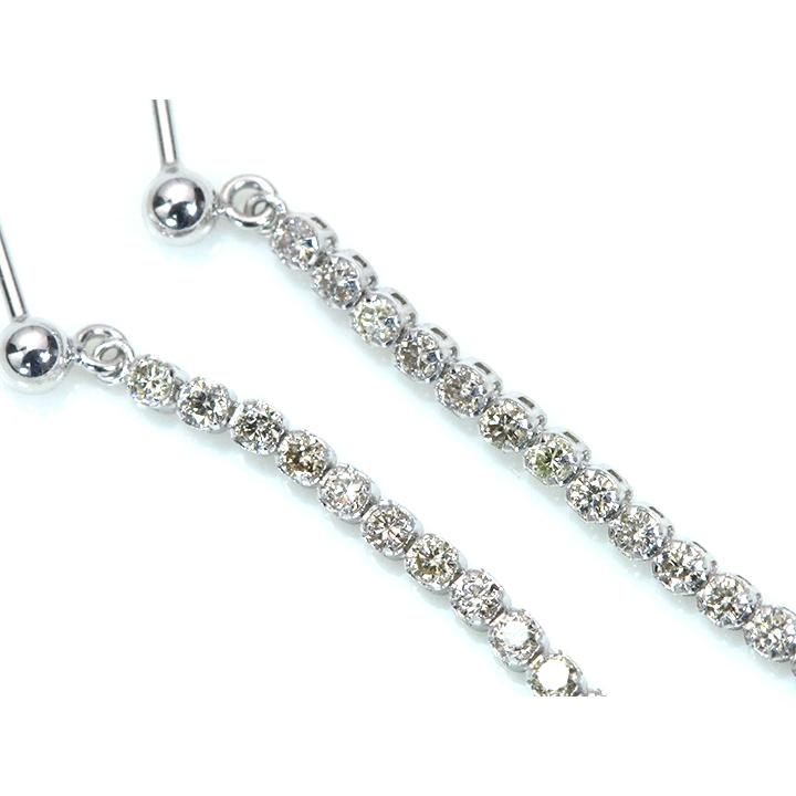 ダイヤモンド 合計0.6ct リッチな縦ライン 46石が揺れて煌めくPTピアス・イヤリング可 受注品の画像