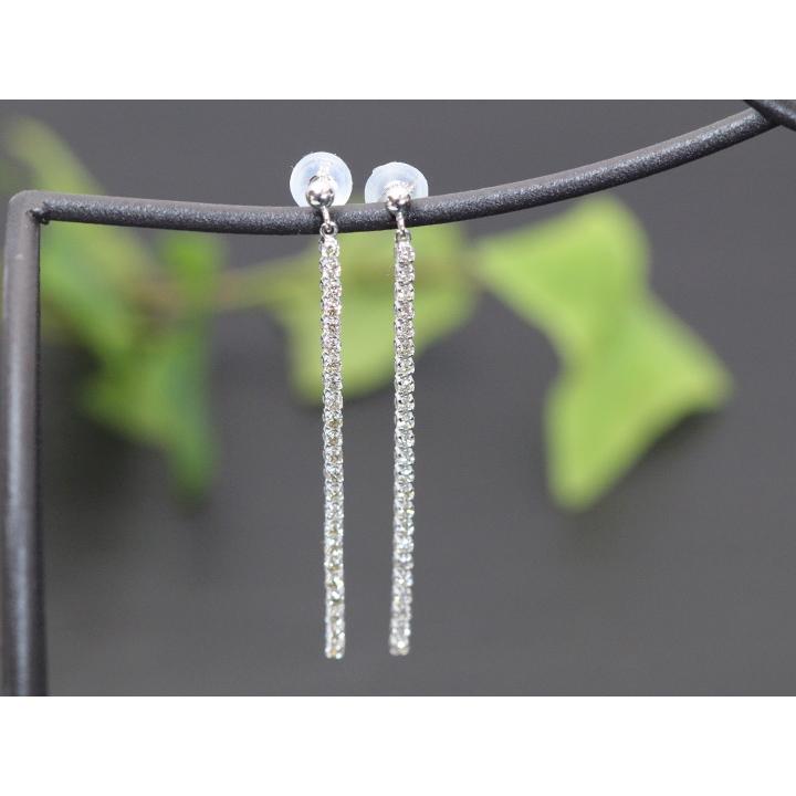 ダイヤモンド 合計0.6ct リッチな縦ライン 46石が揺れて煌めくPTピアス・イヤリング可 受注品の画像