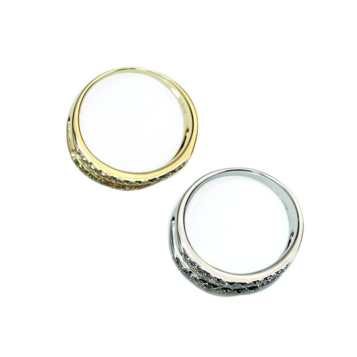 ダイヤモンドが二連に並ぶ K18イエローゴールド ピンキーリング/指輪 小指用 ダイヤモンド0.28ct 受注品の画像