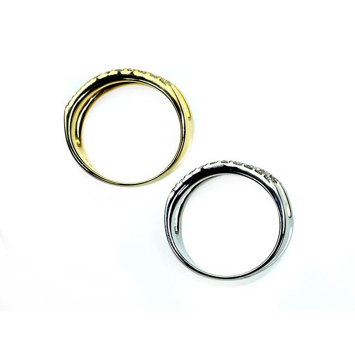 ダイヤモンドが二連に並ぶ K18イエローゴールド ピンキーリング/指輪 小指用 ダイヤモンド0.28ct 受注品の画像