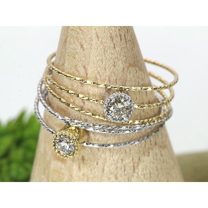 ダイヤモンド0.11ct 一粒ダイヤモンド 形状記憶ワイヤーでサイズ