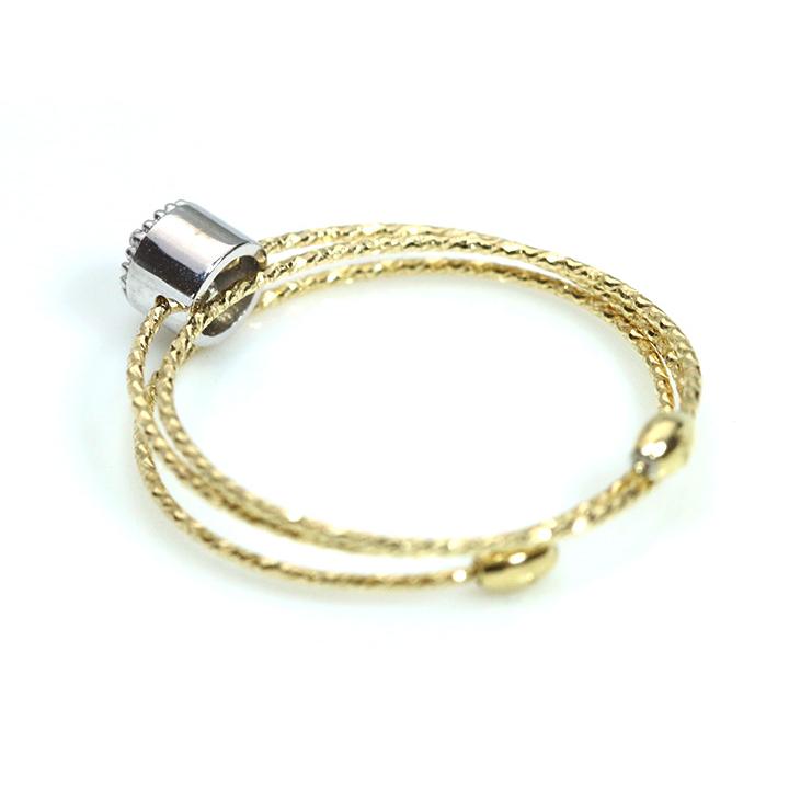 ダイヤモンド0.11ct 一粒ダイヤモンド 形状記憶ワイヤーでサイズ自在調整可能 K18YG/WG リング 指輪 受注品の画像
