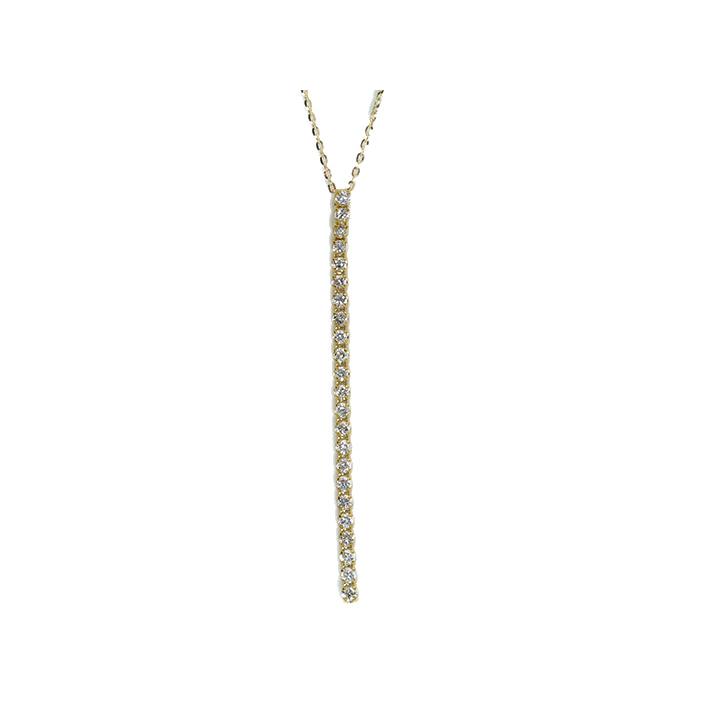 ギフト応援プライステニスダイヤモンド・シリーズ ダイヤモンド 合計0.3ct リッチな縦ライン4cm 23石が揺れて煌めくK18YGネックレス 受注品の画像
