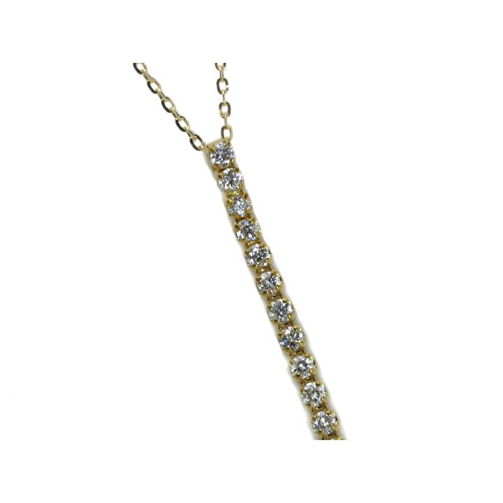 ギフト応援プライステニスダイヤモンド・シリーズ ダイヤモンド 合計0.3ct リッチな縦ライン4cm 23石が揺れて煌めくK18YGネックレス 受注品の画像