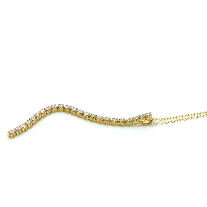 ギフト応援プライステニスダイヤモンド・シリーズ ダイヤモンド 合計0.3ct リッチな縦ライン4cm 23石が揺れて煌めくK18YGネックレス 受注品の画像