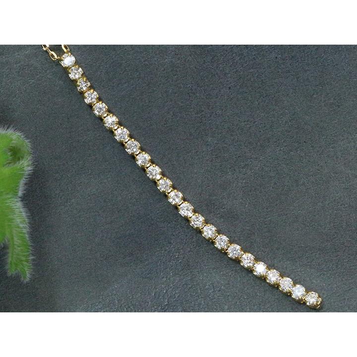 ギフト応援プライステニスダイヤモンド・シリーズ ダイヤモンド 合計0.3ct リッチな縦ライン4cm 23石が揺れて煌めくK18YGネックレス 受注品の画像