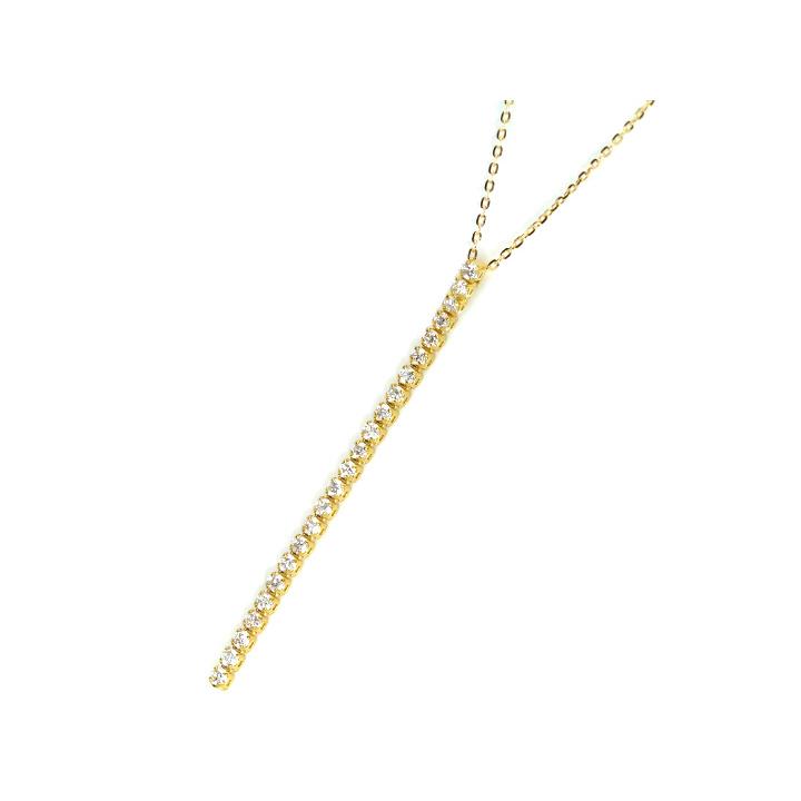 ギフト応援プライステニスダイヤモンド・シリーズ ダイヤモンド 合計0.3ct リッチな縦ライン4cm 23石が揺れて煌めくK18YGネックレス 受注品の画像