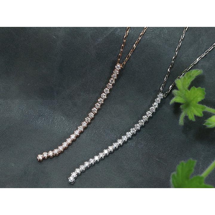 ギフト応援プライステニスダイヤモンド・シリーズ ダイヤモンド 合計0.5ct リッチな縦ライン4.5cm 23石が揺れて煌めくPT900/PT850ネックレス 受注品の画像