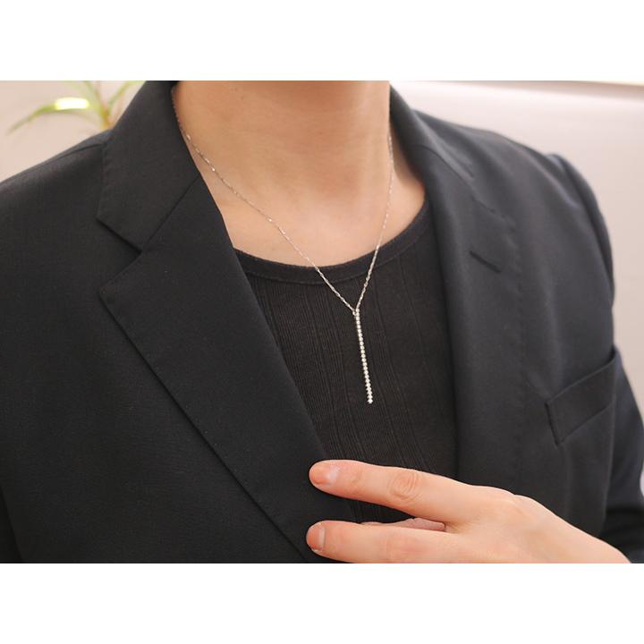 ギフト応援プライステニスダイヤモンド・シリーズ ダイヤモンド 合計0.5ct リッチな縦ライン4.5cm 23石が揺れて煌めくPT900/PT850ネックレス 受注品の画像