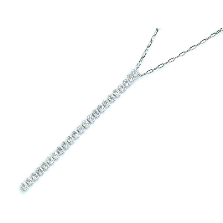 ギフト応援プライステニスダイヤモンド・シリーズ ダイヤモンド 合計0.5ct リッチな縦ライン4.5cm 23石が揺れて煌めくPT900/PT850ネックレス 受注品の画像