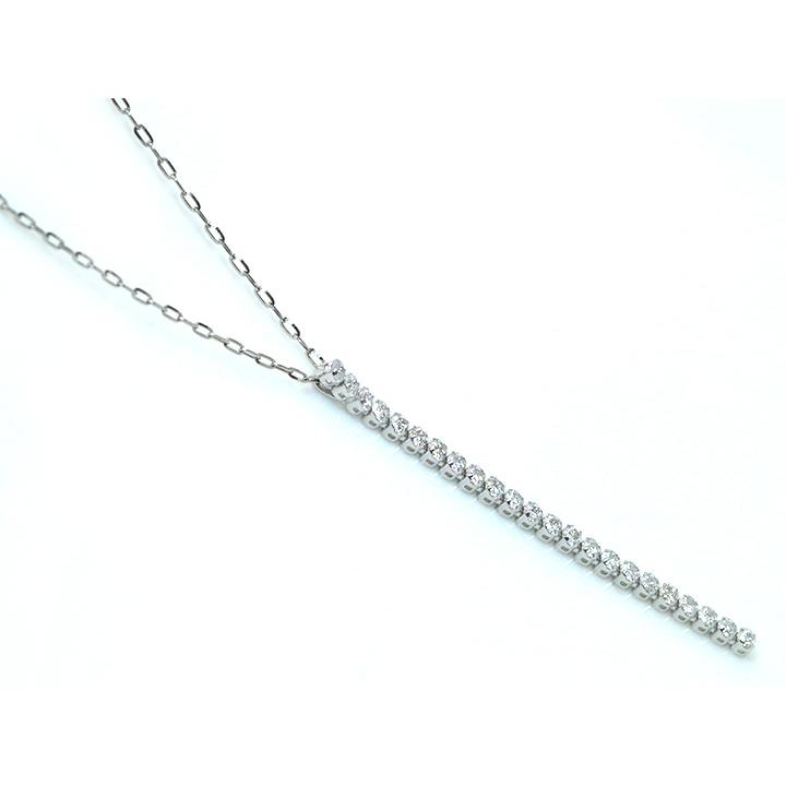 ギフト応援プライステニスダイヤモンド・シリーズ ダイヤモンド 合計0.5ct リッチな縦ライン4.5cm 23石が揺れて煌めくPT900/PT850ネックレス 受注品の画像