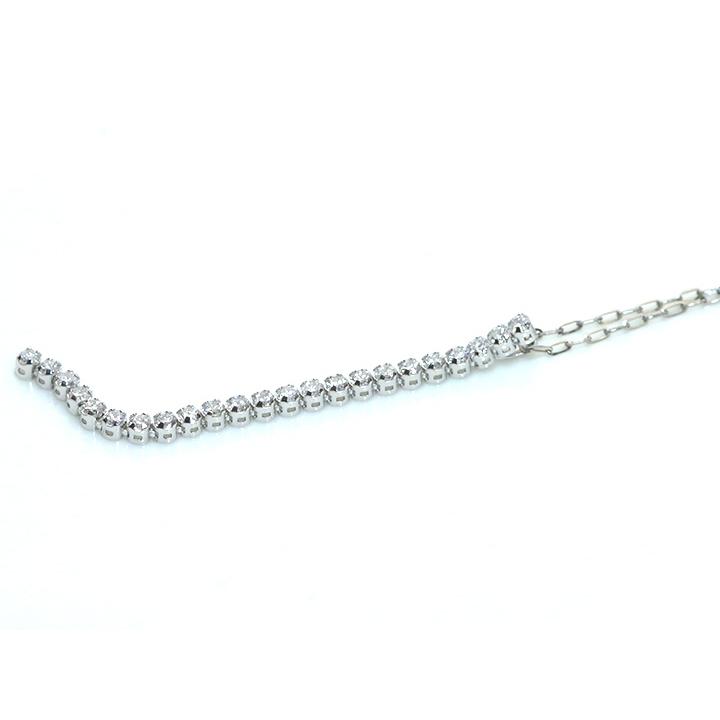 ギフト応援プライステニスダイヤモンド・シリーズ ダイヤモンド 合計0.5ct リッチな縦ライン4.5cm 23石が揺れて煌めくPT900/PT850ネックレス 受注品の画像