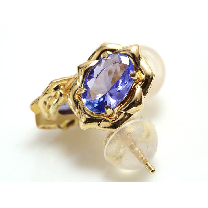 タンザナイト0.72ct 多色性豊か 華やかデザイン K18YGイエローゴールド