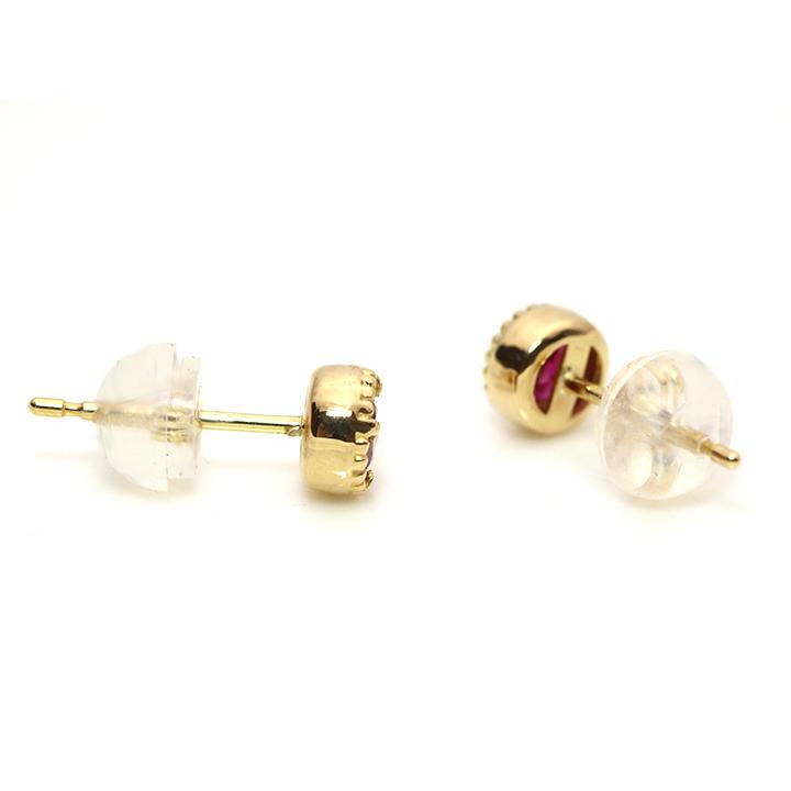 ルビー 0.40ct ベゼルセッティング K18YGピアス 一粒 イヤリング加工可能 受注品の画像