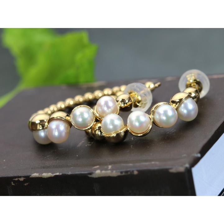 あこや真珠×K18ゴールドのフープピアス パールとゴールドの